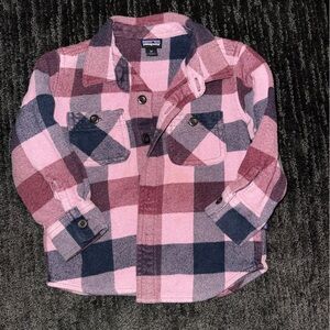 Patagonia Kids Plaid Shirt in Pink and Navy